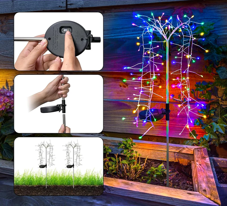 SolFeuer Solar LED Firework Lights – Waterproof Outdoor Garden Lighting for Patios, Balconies & Festive Decorations