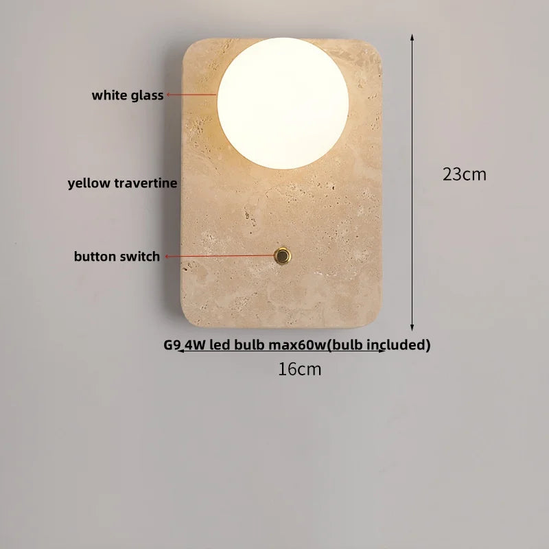 Cavora Stone Wall Light – Scandinavian Glass & Natural Stone Sconce | Up & Down Ambient Lighting | Contemporary Interior Design