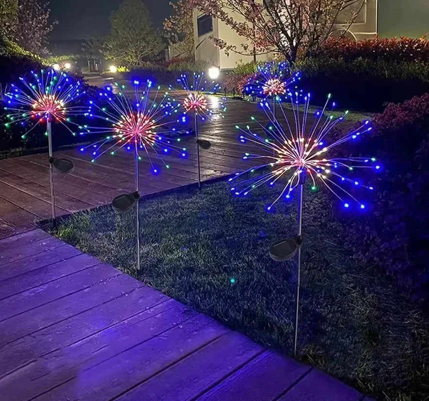 Solar LED Firework Christmas Lights – 200 LED Copper Wire Garden Lights for Pathways, Patios & Festive Decorations