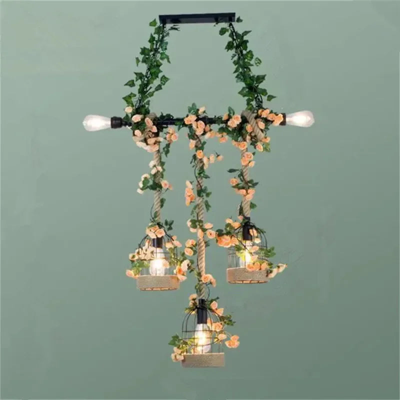 Vintage Farmhouse Chandelier – Industrial LED Pendant Light | Rustic Dining & Café Lighting | Statement Ceiling Feature