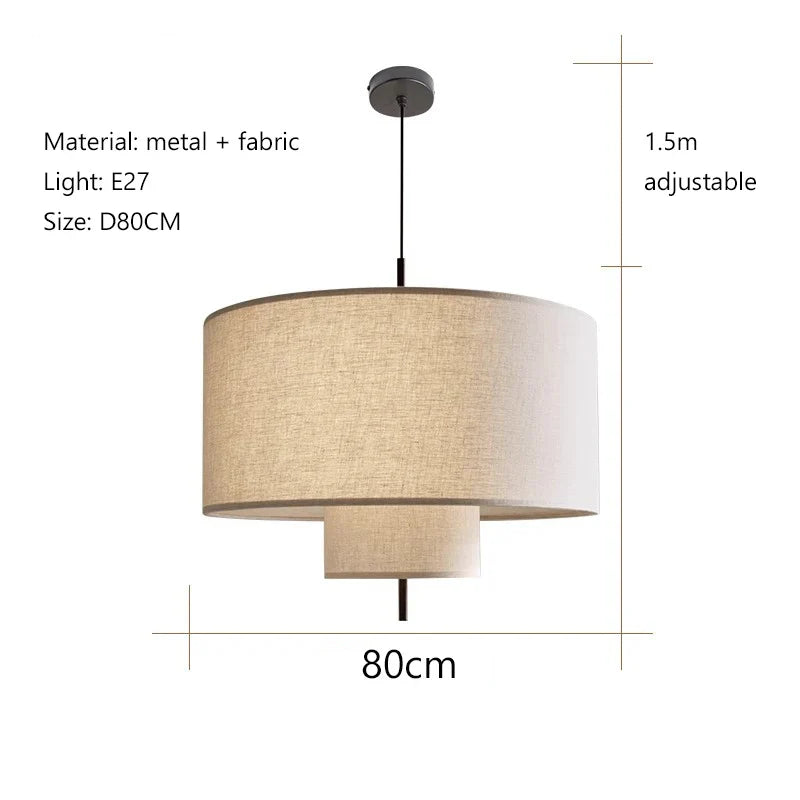 Scandinavian Wabi-Sabi Fabric Pendant Light – Modern LED Ceiling Pendant | Soft Ambient Lighting | Designer Hanging Lamp