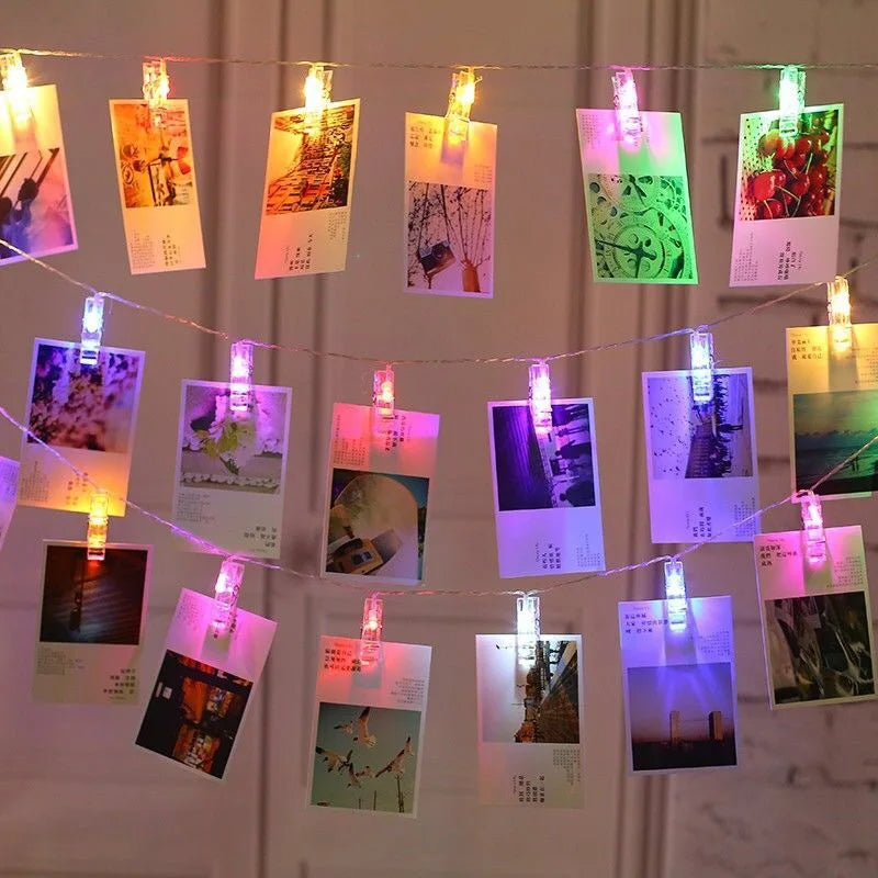 LumaClip LED Photo Clip String Lights – 3M Decorative Photo Display Lights | 20 LED Clips for Photos, Cards & Seasonal Décor