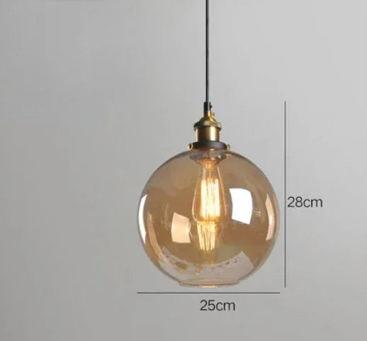 Scandinavian Glass Pendant Light – Vintage Loft E27 Ceiling Lamp | Elegant Ambient Lighting | Contemporary Nordic Interior Feature