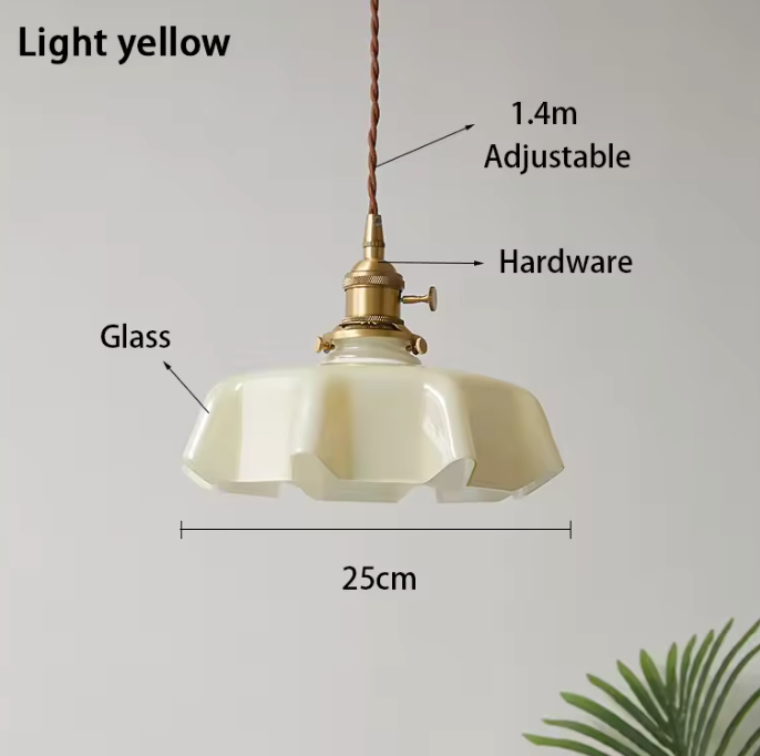 Cream Petal Glass Pendant Light – Scandinavian E27 Ceiling Lamp | Elegant Ambient Lighting | Contemporary Dining Room Feature