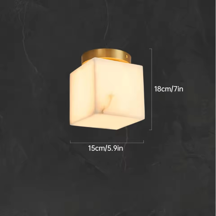 Moon Glow Alabaster Ceiling Light – Luxury Modern Flush Mount Lamp | Soft Ambient Interior Lighting