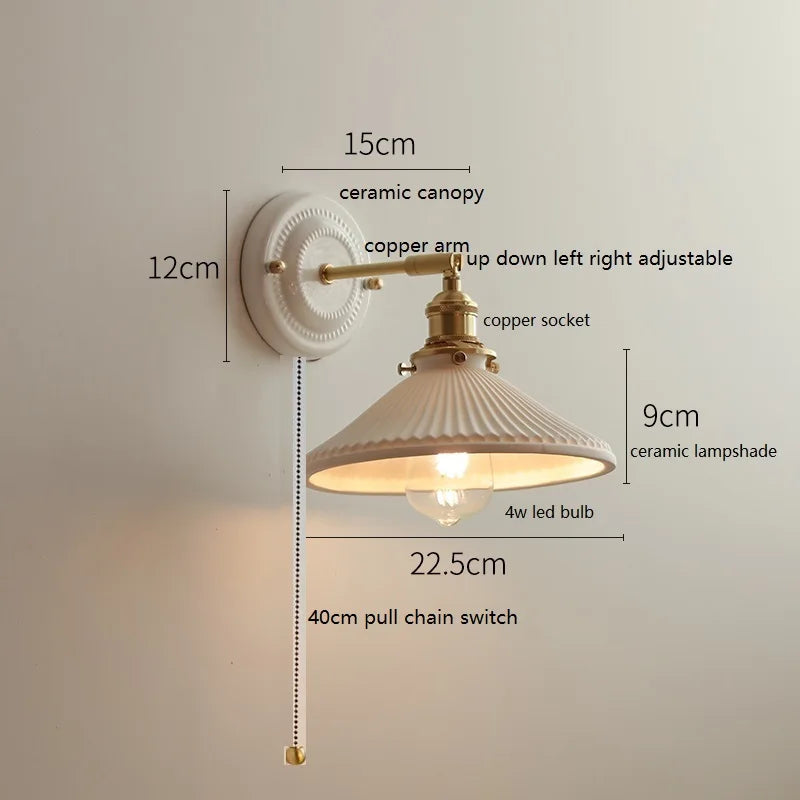 Aurelle Ceramic Wall Light – Adjustable E27 Wall Lamp | Contemporary Copper Lighting | Elegant Interior Illumination