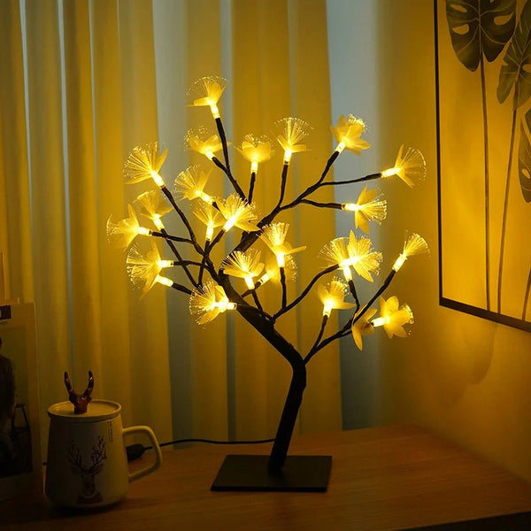 Weiß Birke Fiberglas Blume Baum Licht-Leuchtezauber