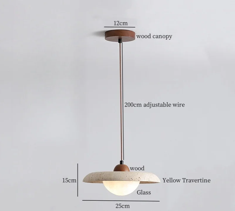 Travora Wabi Pendant Light – Natural Travertine Stone Ceiling Lamp | Japandi Ambient Lighting | Sculptural Interior Elegance
