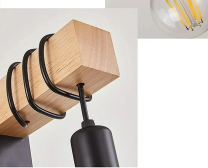 RetroLume – Vintage LED Wandlampe aus Holz & Eisen mit E27 | Industrial & Loft Stil-Leuchtezauber