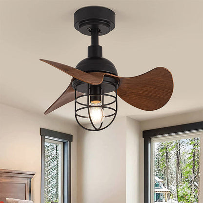 Zeitgenössischer Deckenventilator aus dunklem Walnussholz mit Lichtern-Leuchtezauber