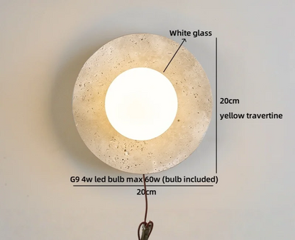 Travertine Stone LED Wall Light – Modern Luxury Wall Sconce | Warm Ambient Interior Lighting
