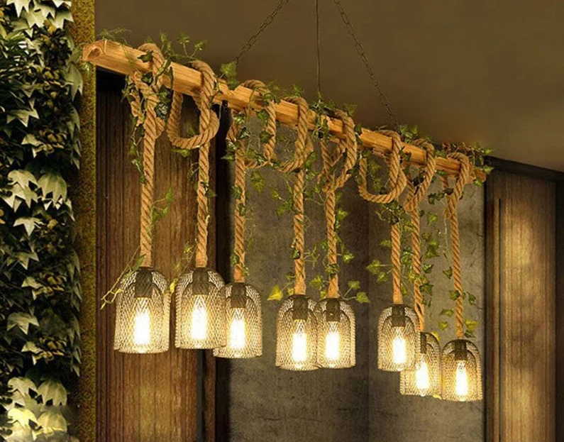 Vintage Farmhouse Chandelier – Five-Light Industrial Pendant | Rustic Café & Restaurant Lighting | Americana-Inspired Statement Piece