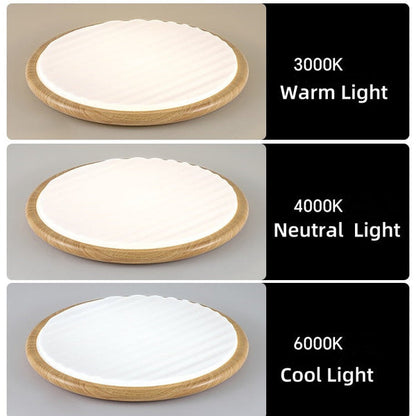 Runde, plissierte LED-Schlafzimmer-Deckenleuchte aus Holz-Leuchtezauber