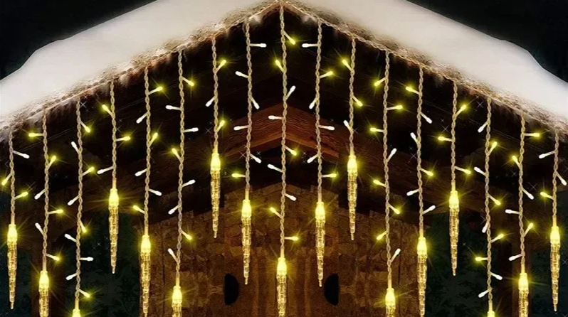 LumaSnow 4M LED Snowflake Curtain Lights – Christmas Icicle String Lights for Windows, Parties & Holiday Decorations