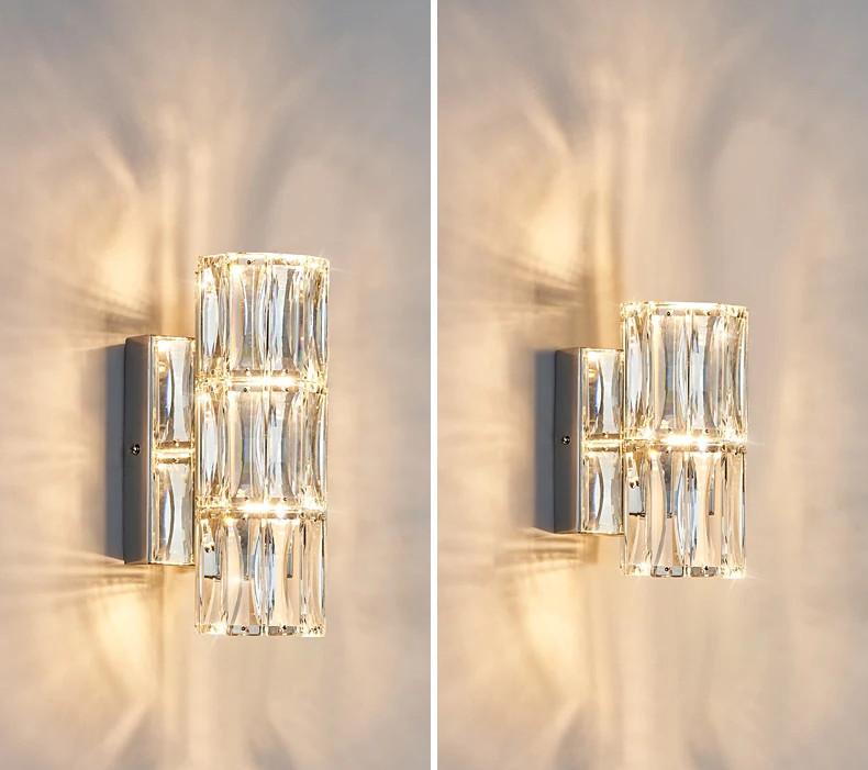Crystal Luxe LED Wall Light – Stainless Steel Wall Lamp with Clear Glass Shade | Contemporary Ambient Lighting | Elegant Interior Feature