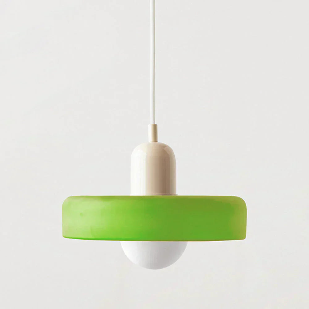 Bauhaus-Pendelleuchte aus farbigem Glas-Leuchtezauber