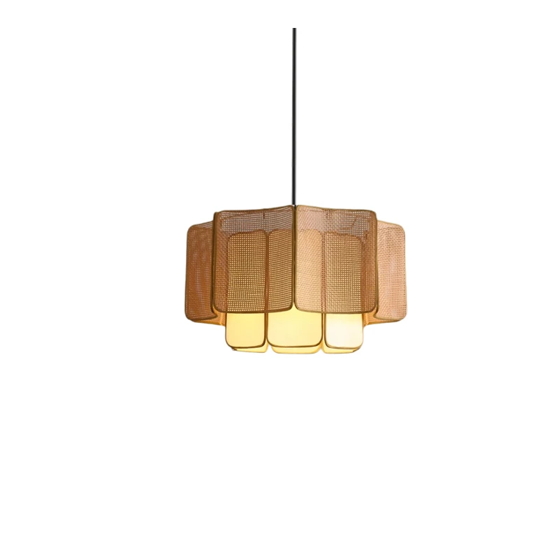 Wabi Sabi Rattan Pendant Light – Handwoven Bamboo Ceiling Lamp | Natural Ambient Lighting | Japandi Boho Interior Décor