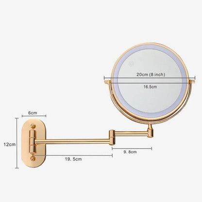 Goldener wiederaufladbarer LED-Vergrößerungsspiegel für Make-up und Badezimmer-Leuchtezauber