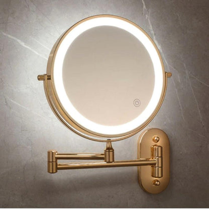 Goldener wiederaufladbarer LED-Vergrößerungsspiegel für Make-up und Badezimmer-Leuchtezauber