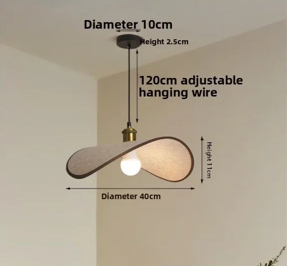 Wabi-Sabi Pendant Light with Fabric Shade – Japandi Retro Ceiling Lamp | Warm Ambient Interior Lighting