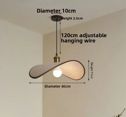 Wabi-Sabi Pendant Light with Fabric Shade – Japandi Retro Ceiling Lamp | Warm Ambient Interior Lighting