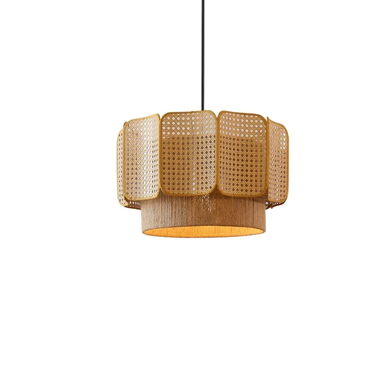 Wabi Sabi Rattan Pendant Light – Handwoven Bamboo Ceiling Lamp | Natural Ambient Lighting | Japandi Boho Interior Décor