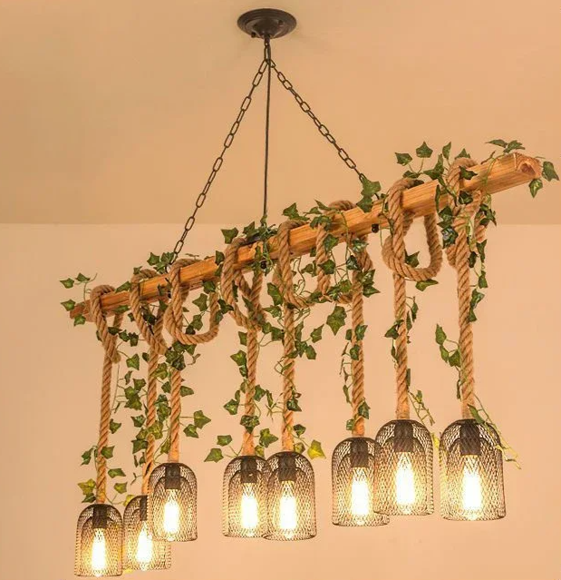 Vintage Farmhouse Chandelier – Five-Light Industrial Pendant | Rustic Café & Restaurant Lighting | Americana-Inspired Statement Piece