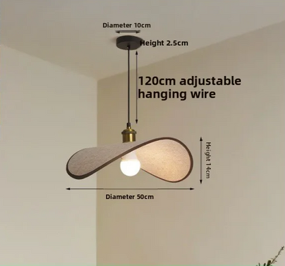 Wabi-Sabi Pendant Light with Fabric Shade – Japandi Retro Ceiling Lamp | Warm Ambient Interior Lighting