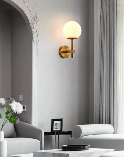 AuroraSphere Wall Light – Nordic Glass Globe LED Wall Lamp | Modern Ambient Lighting for Bedrooms & Bathrooms