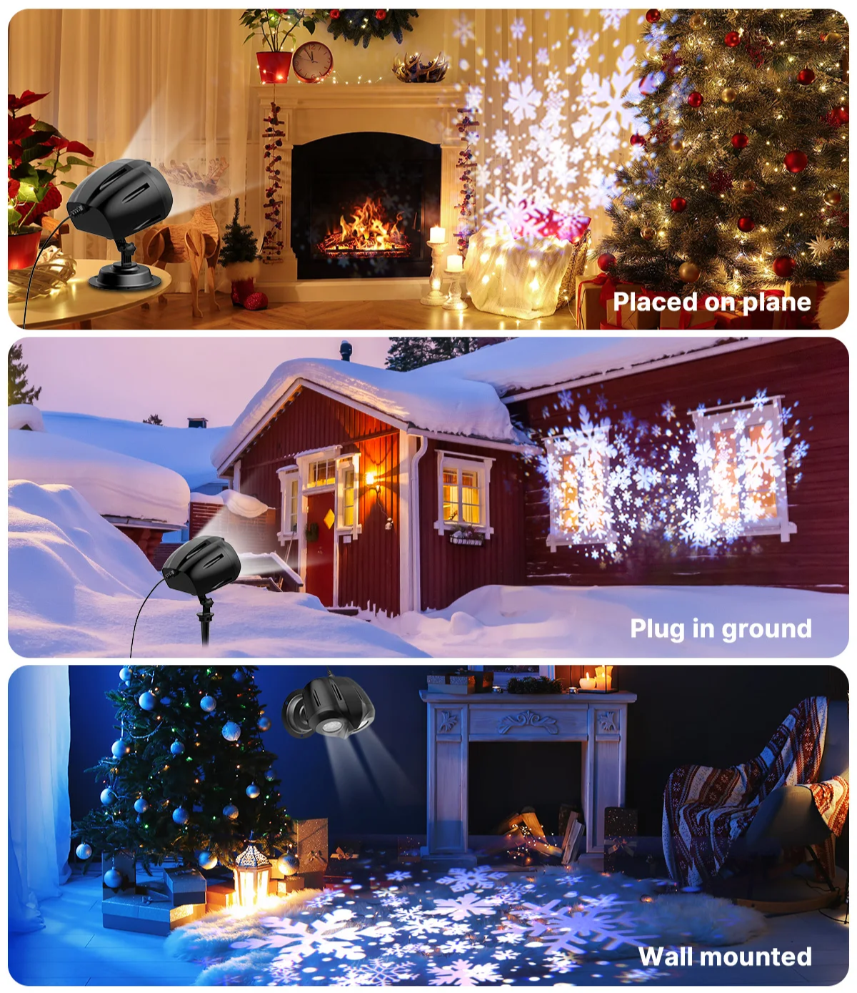 SNOWGLOW LED Snowfall Projector – Dual Head Outdoor Light Projector | Waterproof Christmas Snow Effect with Remote Control