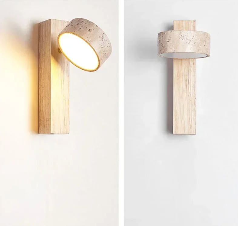 Travertine Wall Light – Wabi-Sabi LED Wall Lamp | Natural Stone Ambient Lighting | Japandi Interior Décor