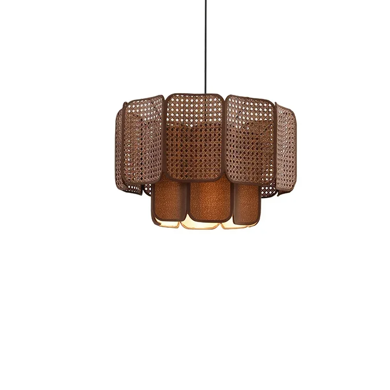 Wabi Sabi Rattan Pendant Light – Handwoven Bamboo Ceiling Lamp | Natural Ambient Lighting | Japandi Boho Interior Décor