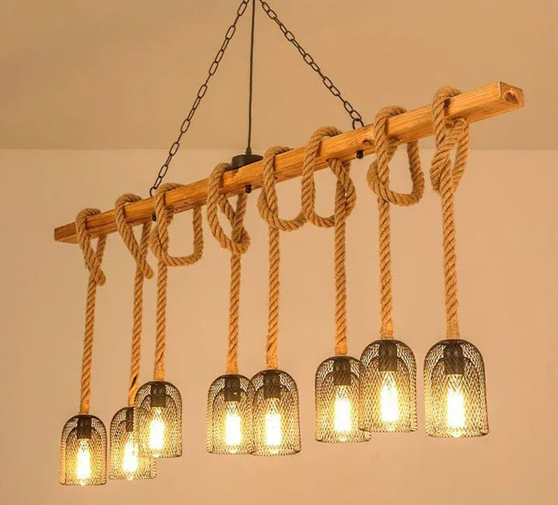 Vintage Farmhouse Chandelier – Five-Light Industrial Pendant | Rustic Café & Restaurant Lighting | Americana-Inspired Statement Piece