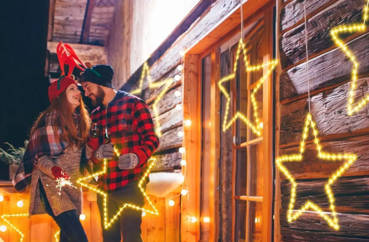 StellaLicht Christmas Window Star Lights – Set of 3 LED Stars with 8 Lighting Modes for Indoor & Outdoor Decoration