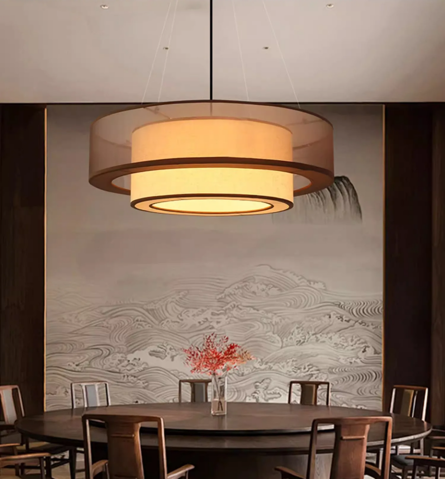 Veloura Silk Pendant Light – Luxury Beige Hanging Ceiling Lamp | Soft Ambient Lighting for Modern Interiors