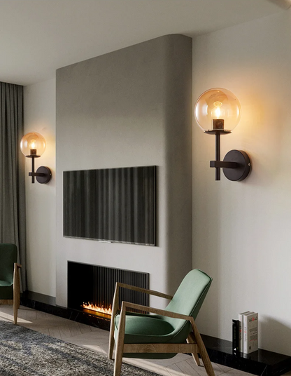 AuroraSphere Wall Light – Nordic Glass Globe LED Wall Lamp | Modern Ambient Lighting for Bedrooms & Bathrooms