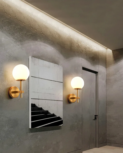 AuroraSphere Wall Light – Nordic Glass Globe LED Wall Lamp | Modern Ambient Lighting for Bedrooms & Bathrooms