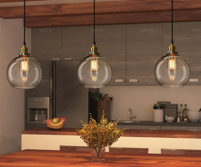 Scandinavian Glass Pendant Light – Vintage Loft E27 Ceiling Lamp | Elegant Ambient Lighting | Contemporary Nordic Interior Feature