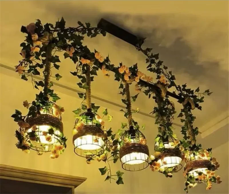 Vintage Farmhouse Chandelier – Industrial LED Pendant Light | Rustic Dining & Café Lighting | Statement Ceiling Feature