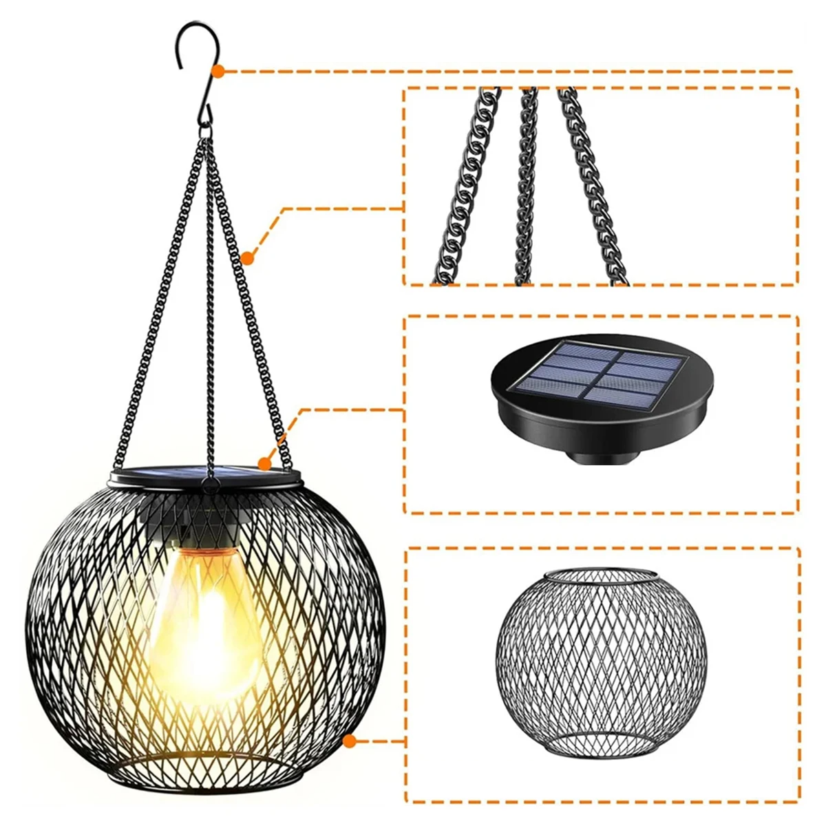 Ortiny Solar LED Gartenlaterne – Warmweißes Licht mit Sensor & Hängedekor-Leuchtezauber