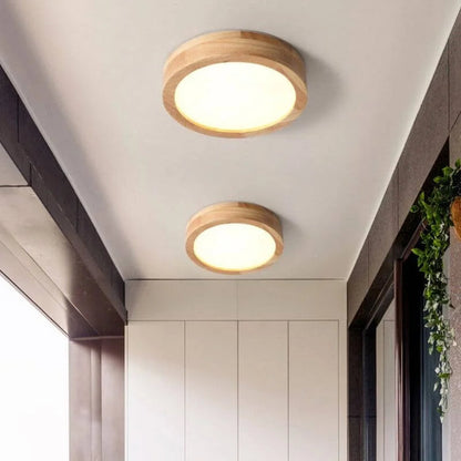 Runde Deckenlampe aus Holz-Leuchtezauber