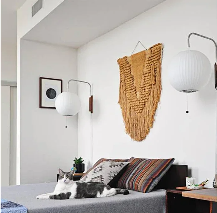Japandi Silk Wall Light – Handwoven Fabric & Wood Wall Lamp | Soft Ambient Lighting | Contemporary Japanese-Inspired Design