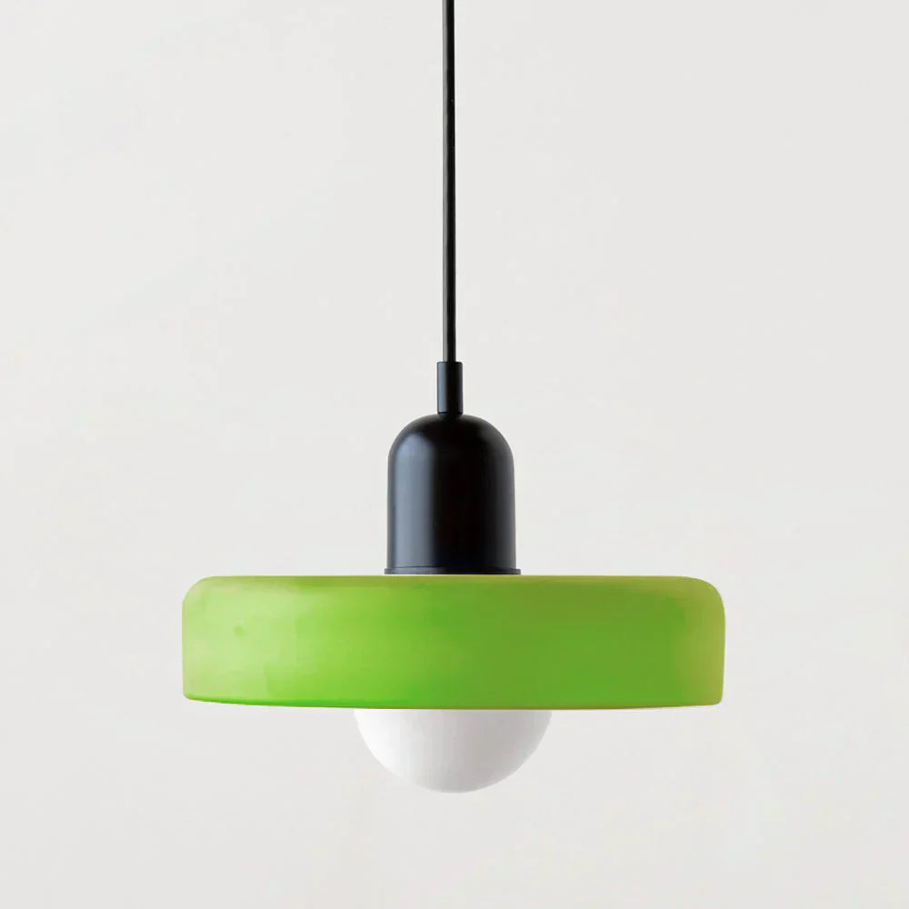 Bauhaus-Pendelleuchte aus farbigem Glas-Leuchtezauber