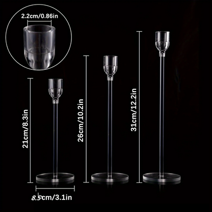 LumenAcry Acryl-Kerzenhalter Set (3-teilig)-Leuchtezauber