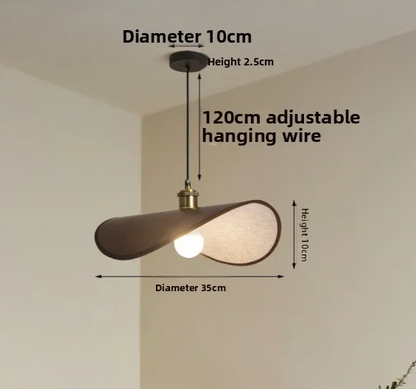Wabi-Sabi Pendant Light with Fabric Shade – Japandi Retro Ceiling Lamp | Warm Ambient Interior Lighting
