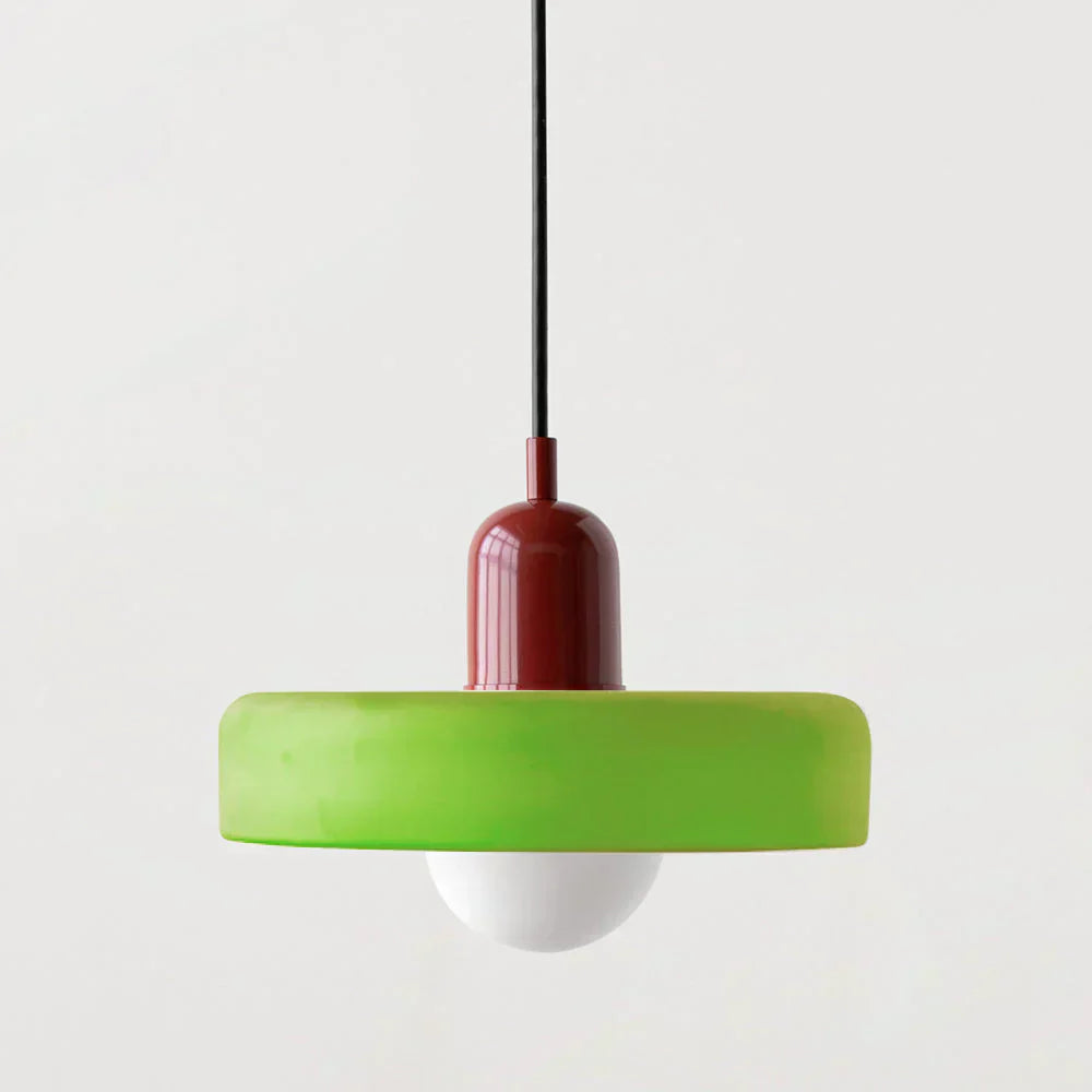 Bauhaus-Pendelleuchte aus farbigem Glas-Leuchtezauber
