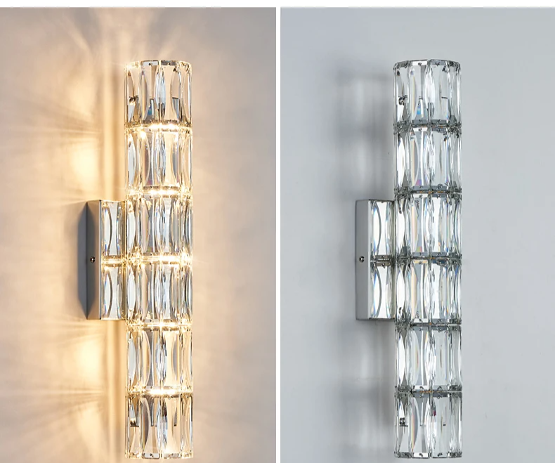 Crystal Luxe LED Wall Light – Stainless Steel Wall Lamp with Clear Glass Shade | Contemporary Ambient Lighting | Elegant Interior Feature