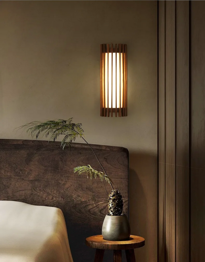 Kiyora Walnut Wall Light – Japanese Wabi-Sabi LED Wall Lamp | Warm Ambient Lighting for Modern Interiors