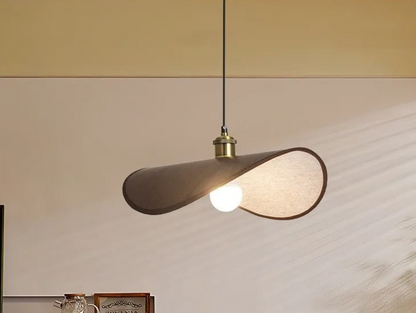 Wabi-Sabi Pendant Light with Fabric Shade – Japandi Retro Ceiling Lamp | Warm Ambient Interior Lighting