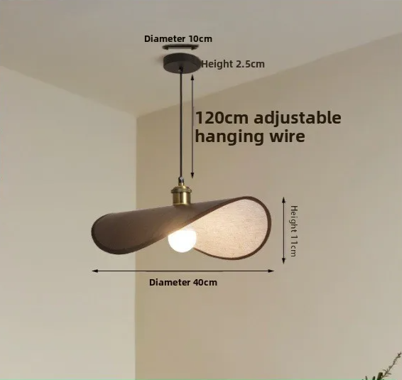 Wabi-Sabi Pendant Light with Fabric Shade – Japandi Retro Ceiling Lamp | Warm Ambient Interior Lighting